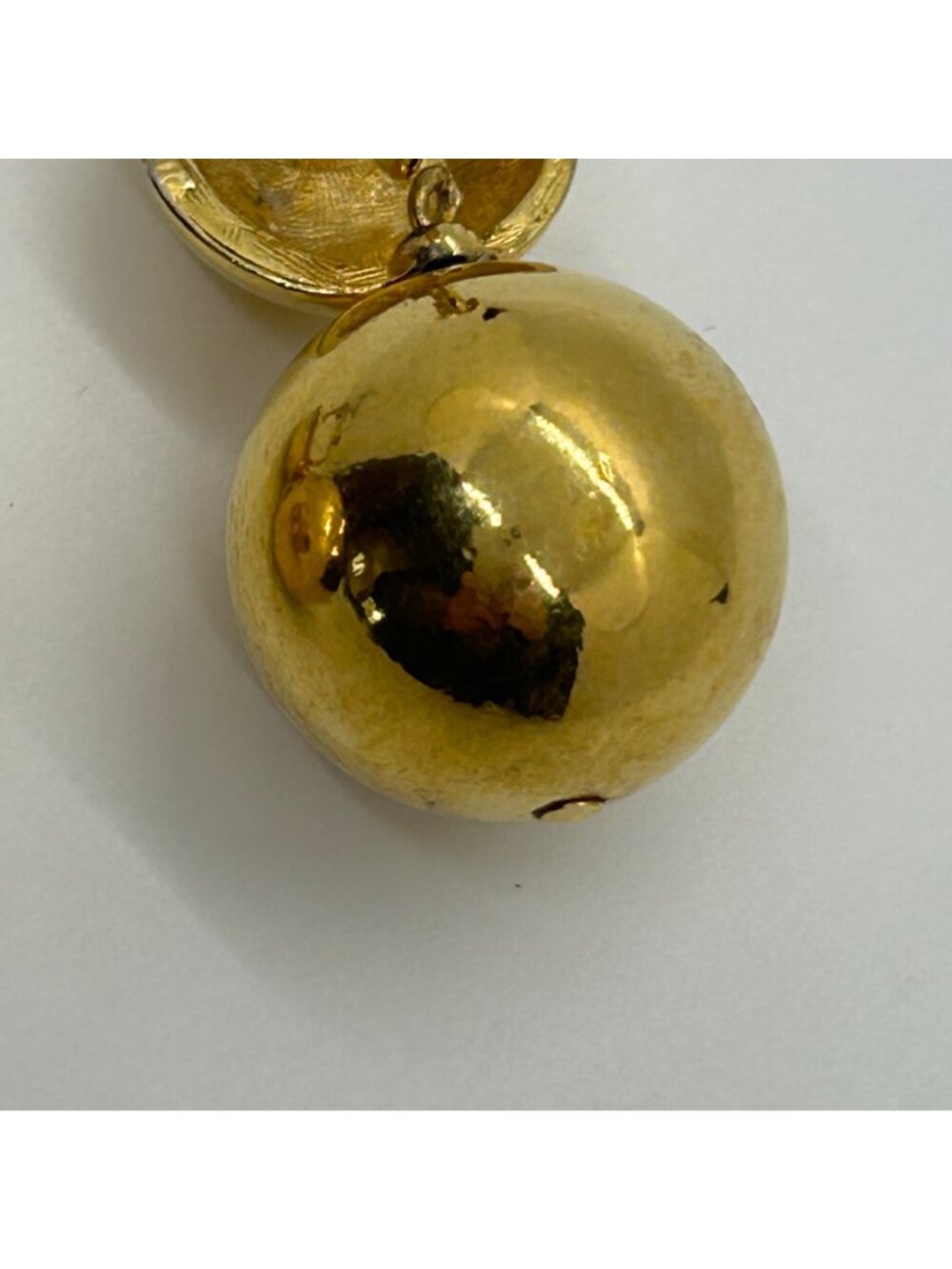 Vintage Gold-tone Double Ball Earrings Screw Back Statement 1960 Mod Design MCM - Picture 7 of 13